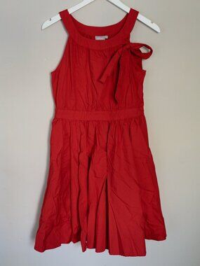 eShakti Red Halter Dress with Bow